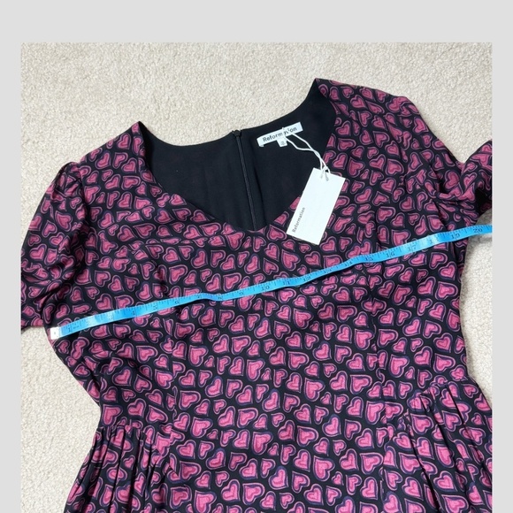 NWT Reformation Tamsin Mini Dress Bon Bon Pink Hearts Motif Long Sleeve Size 12 - Picture 12 of 16